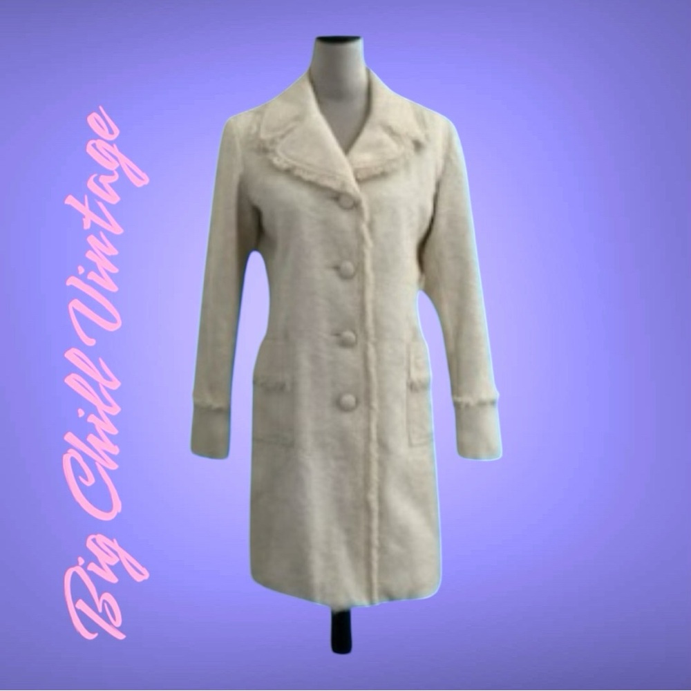 💖Cold Weather Vintage Cream Brocade Coat | Size S